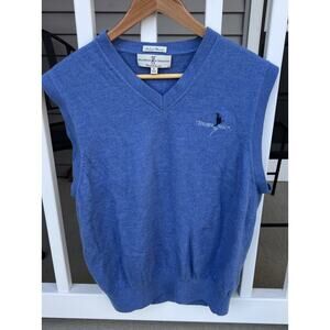 Fairway&Greene Sweater Vest Mens XL Blue Italian Merino Wool Golf Hideaway Beach